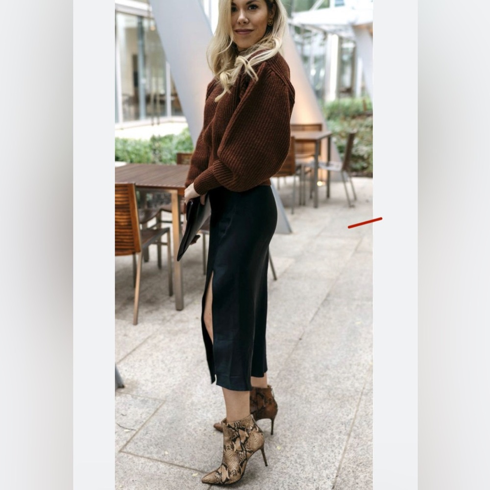 Amine Bing Silk Slip Skirt with Split